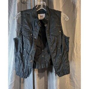 Esprit Vintage Y2K Zip Front Vest Womens Industrial Goth Biker Black Small (E05)